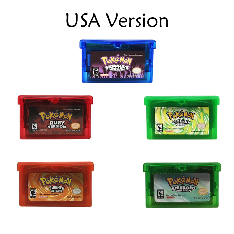 Покемон Игра Бой Версия США 5 коробок/набор GBA карта памяти GB GBC NDSL Видеокассета 32-битная консоль Английский язык включен.