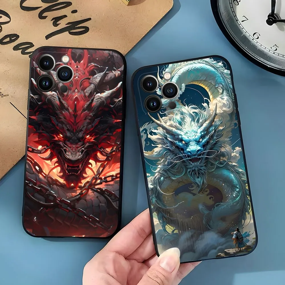 Модный чехол для телефона с изображением дракона iphone 13 11 15ProMax 14 12 Pro Xs Max Mini Xr X 7 8 6 6s