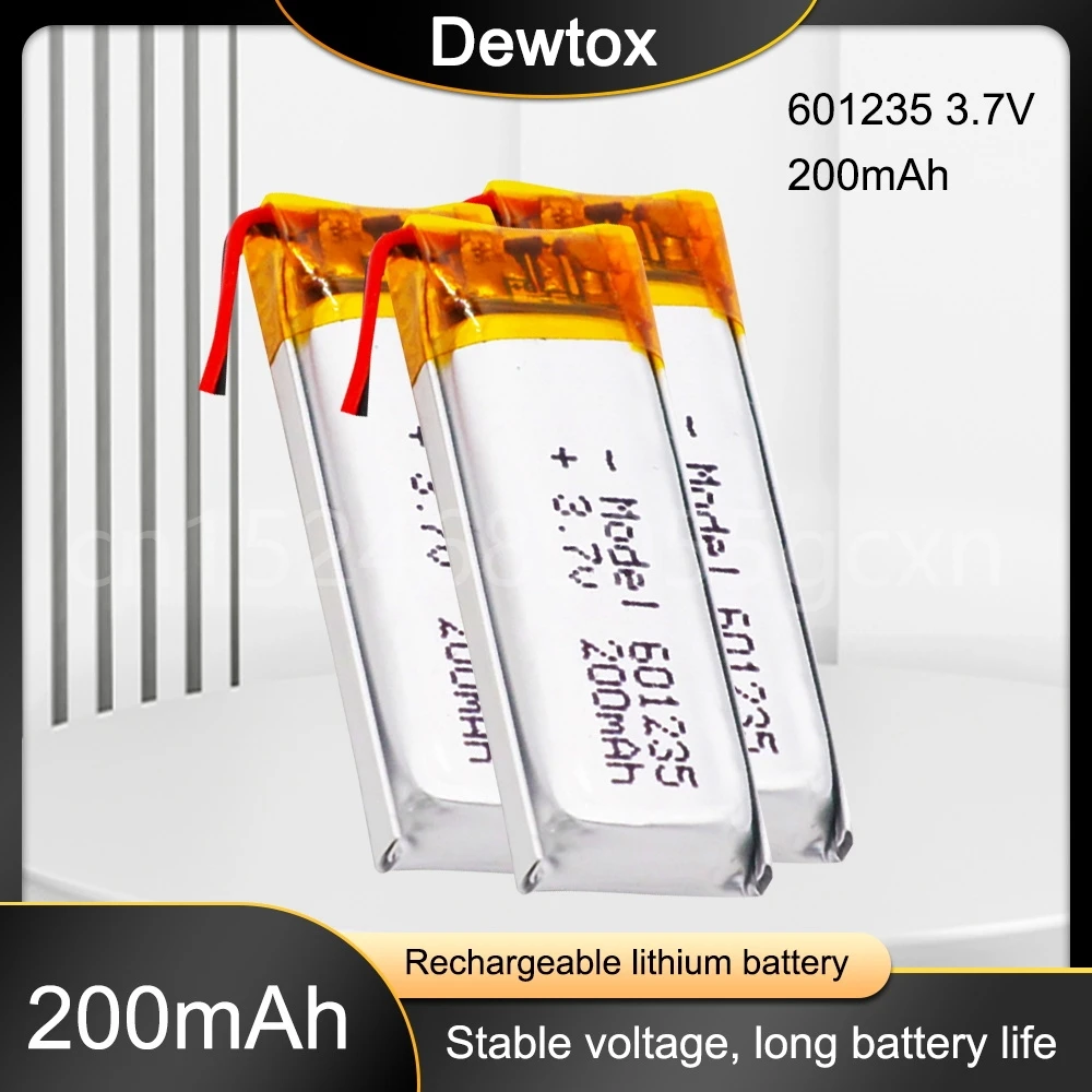 601235 3.7V 200mAh Lithium Polymer Rechargeable Battery for MP3 DVC DVR GPS DIY Bluetooth Headphone Driving Recorder Li Ion Cell