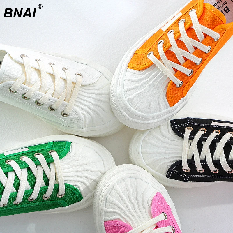 

Женские холщовые кроссовки BNAI, белые повседневные спортивные туфли на плоской вулканизированной подошве, для скейтборда, осень 2021