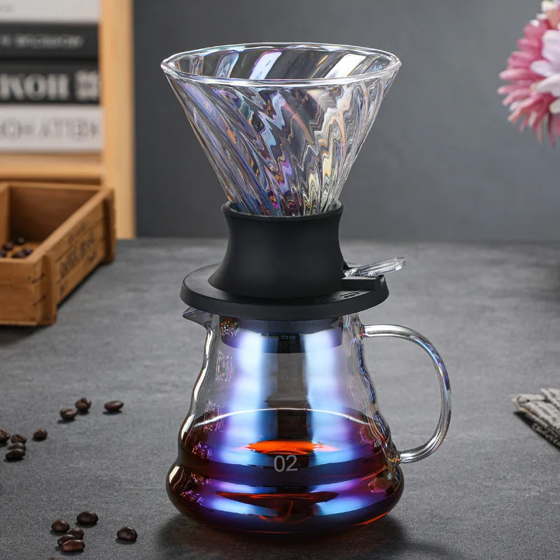 

Coffee Pot Glass Coffee Machine Wooden 700ML/500ML/300ML Coffee Drip and Filter Set Reusable Coffee Filter