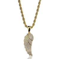 fashion glamour lady jewelry angel wing pendant necklace gold color silver color plated ice full best gifts