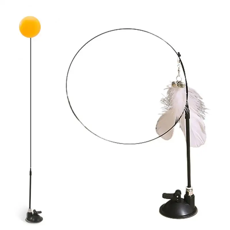 

Puzzle Cat Toy Interactive Funny Feather Bird With Sucker Pet Cat Stick Toy Kitten Playing Teaser Wand Toys For Cats