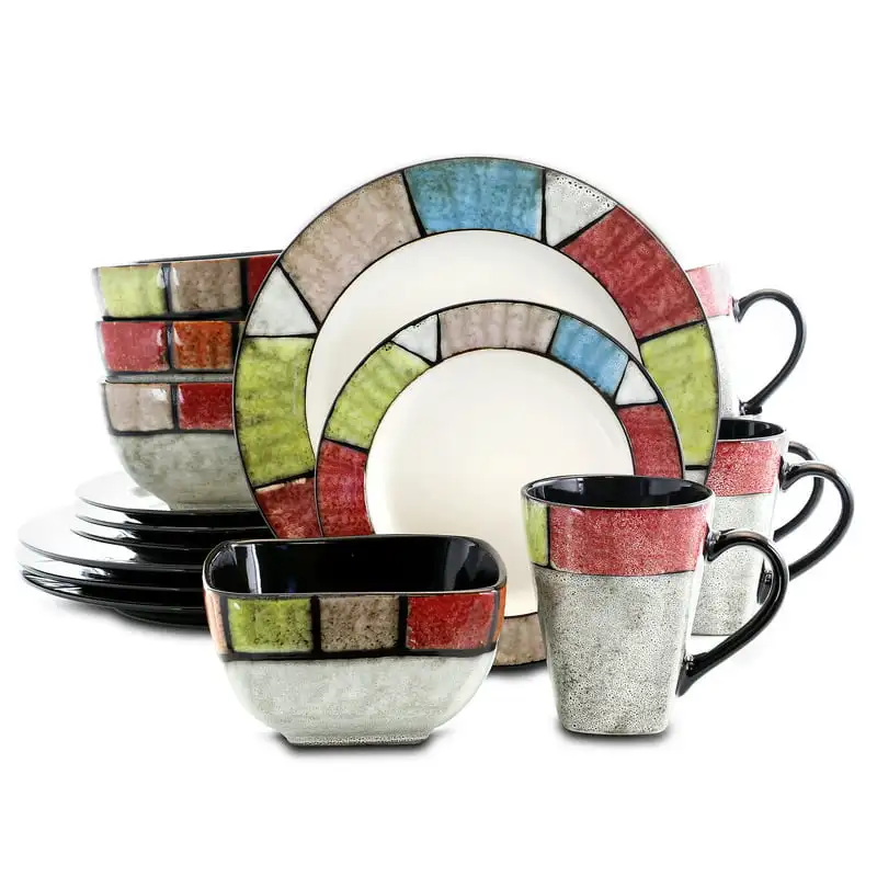 

Country Cottage 16 Piece Stoneware Dinnerware Set Kitchen Accessories