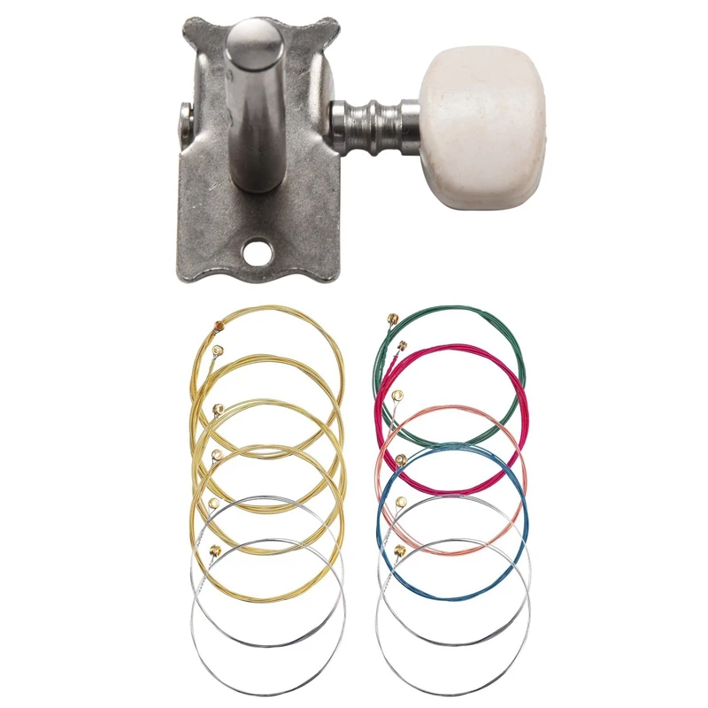 

6Pcs Acoustic Guitar String Tuning Peg Tuner Machine Head & 2 Sets Of 6 Guitar Strings Replacement Steel String