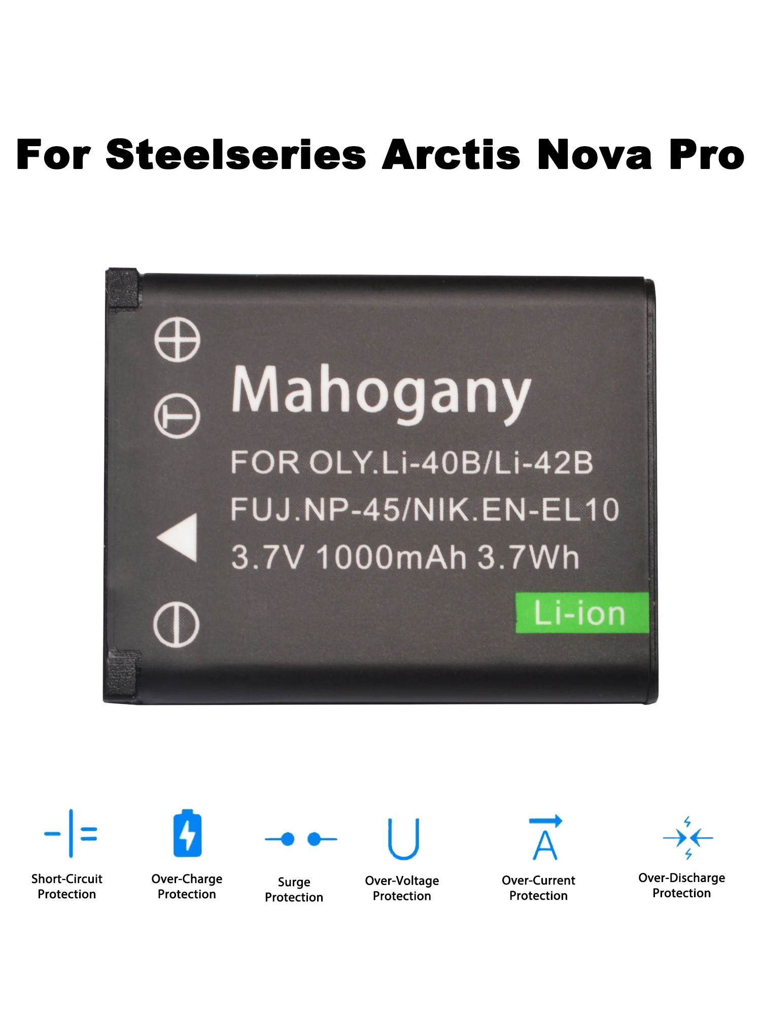 Фото Сменная батарея 3,7 В NP-45 1000 мАч для беспроводной игровой гарнитуры Steelseries Arctis Nova Pro, аккумуляторы для Bluetooth-наушников №2