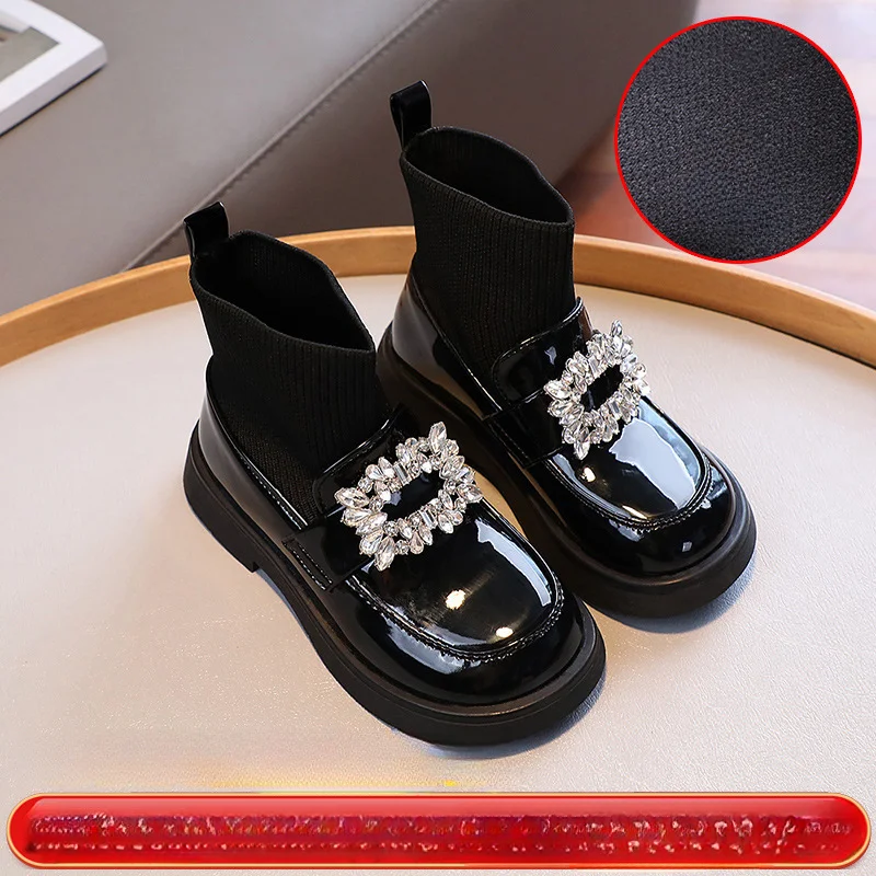 Высокие Эластичные Туфли Принцессы Без Шнуровки Для Девочек. Блестящие Ботинки С