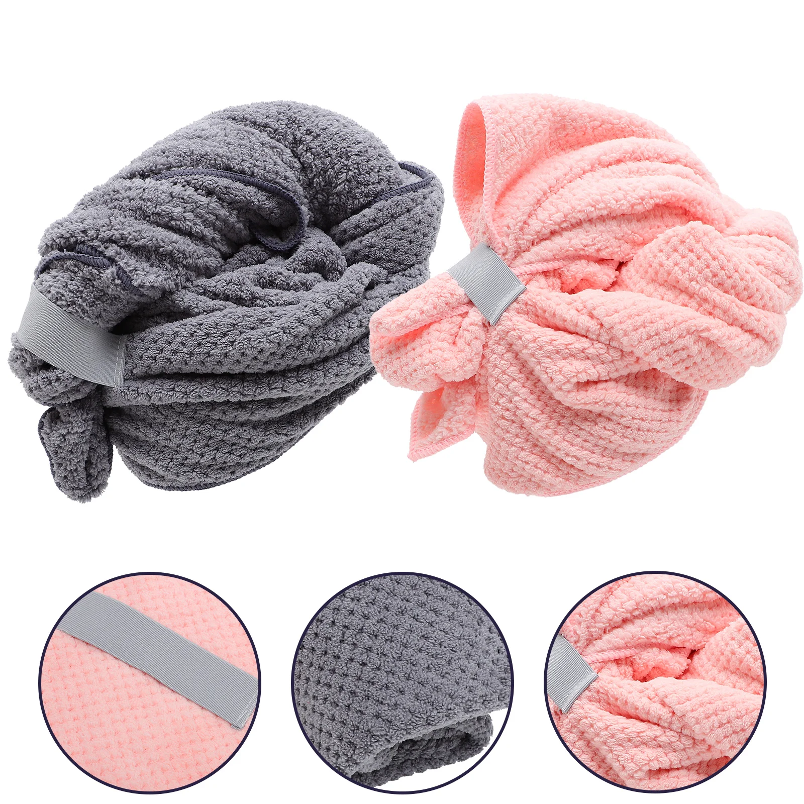 

2 Pcs Dry Hair Cap Shower Towel Wrap Fast Drying Head Towels Caps Women Bath Rapid Turban Wet