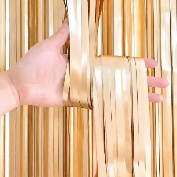 

Hot 1 * 2m Metal Foil Edge Shiny Rain Curtain Birthday Party Wedding Decoration Photography Background Line Curtain Photo Props