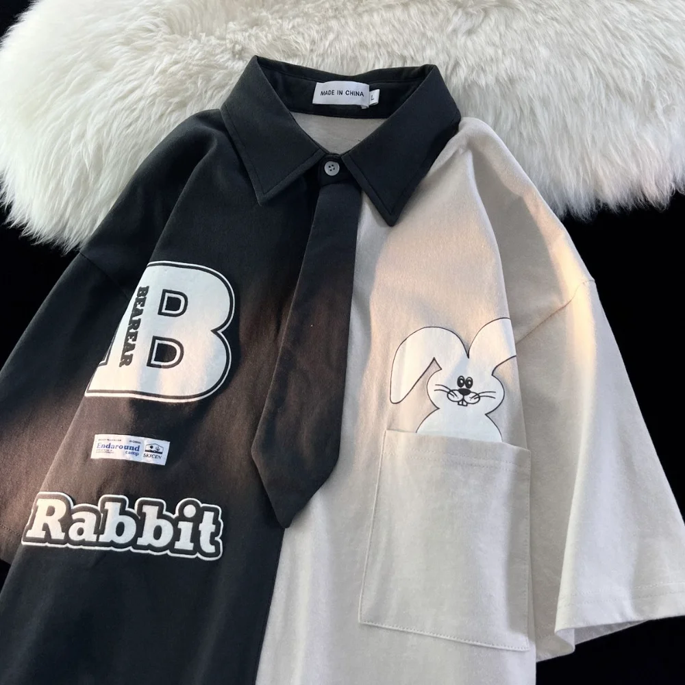 

Хлопковая футболка-поло с коротким рукавом, с принтом кролика