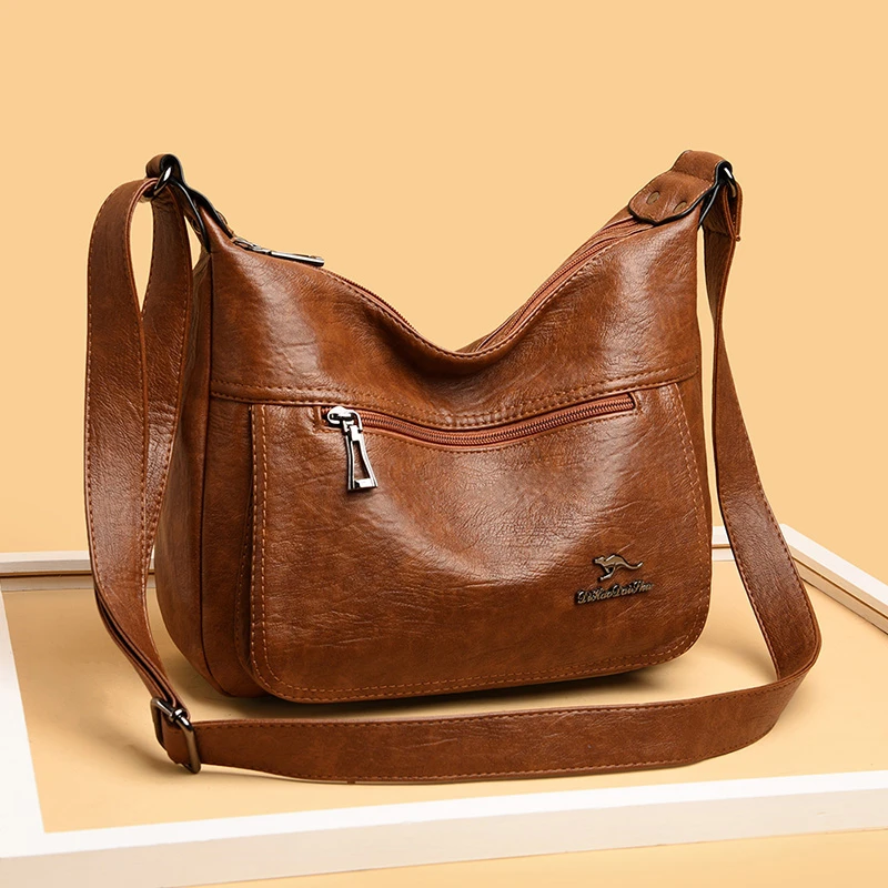 

Crossbody Bags for Women 2022 New Luxury Handbags Soft Leather Brown Shoulder Bag Female Vintage Purses Bolsas Femininas De Luxo