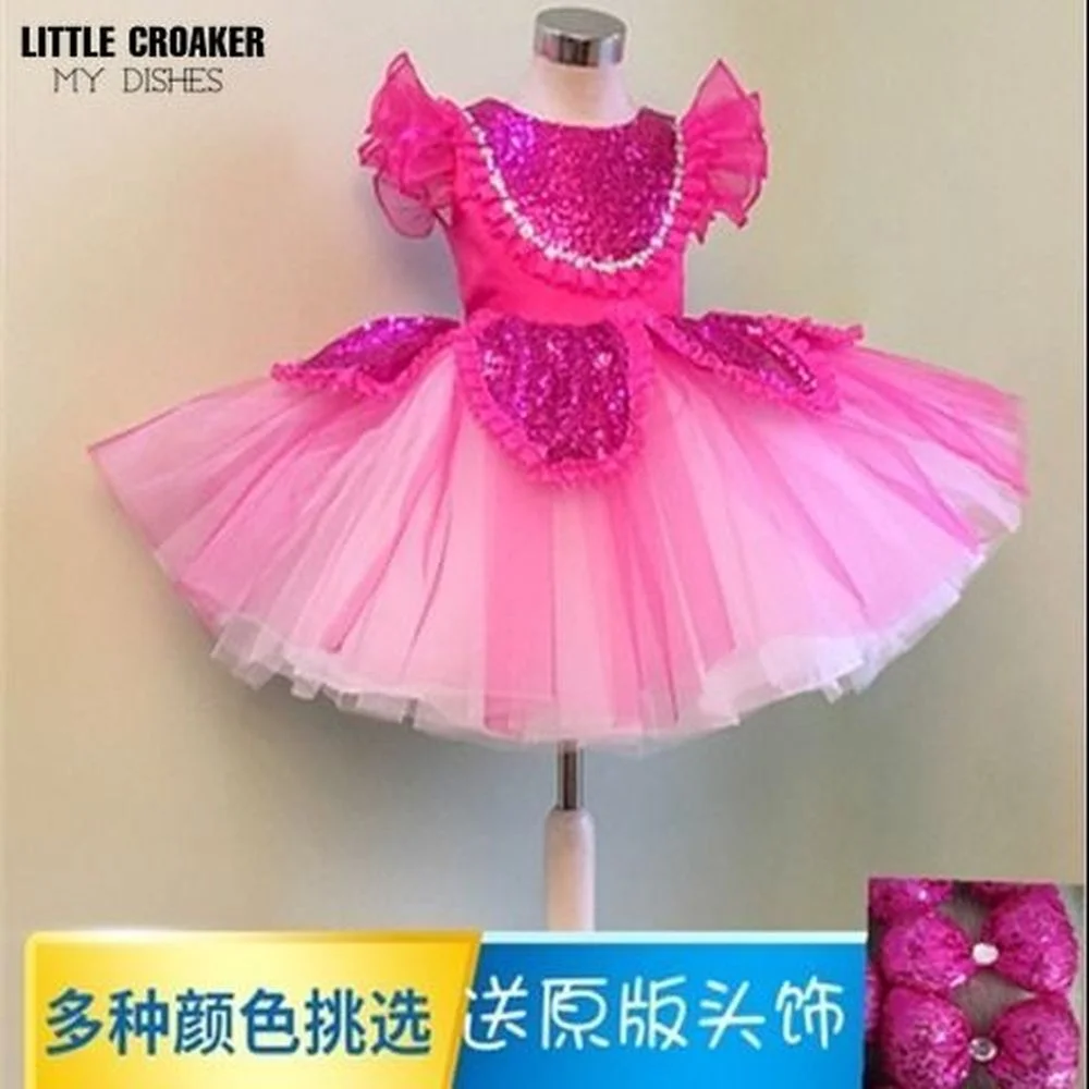 

Vintage Glitter Sequin Girls Dress Children Clothing Party Elegant Princess Long Tulle Kids Lace Wedding Ceremony Prom Ball Gown