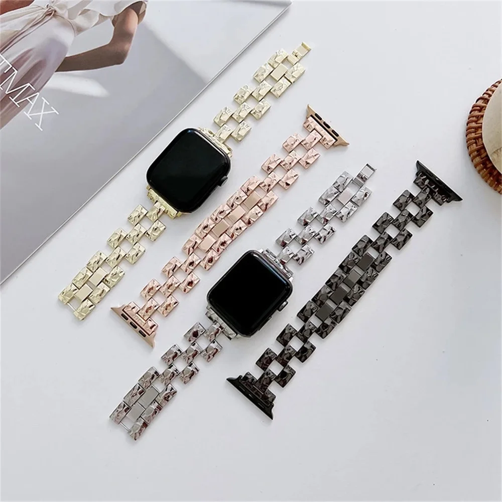 

Luxury Stainless Steel Strap for Apple Watch Band Series 7 6 5 4 3 2 SE 41/45mm 40/44mm 38/42mm Metal Link Bracelet Accessories