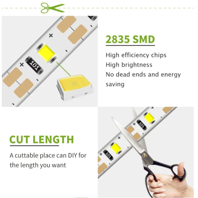 Фото Светодиодная лента 2835SMD с USB, гибкая LED светильник СКА для ТВ, рабочего стола, телевизора, диагонасветильник экрана, 5 в постоянного тока, 1 м, 2 ... №3