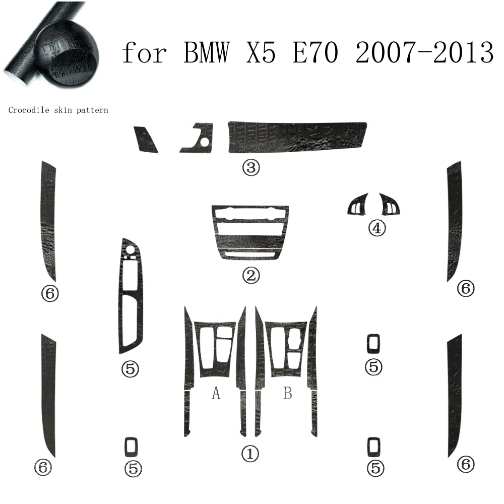Углеродное волокно для BMW X5 E70 2007-2013, автомобильная пленка, внутренняя наклейка, центральная консоль, приборная панель, пневматическая дверная ручка, подъемная панель