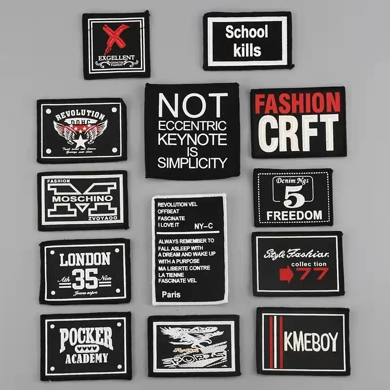 13Pcs/Lots Mixed Soft Cloth Labels Various Letter Embroidery Hand Made Collar For Diy Knitted Printed Cotton Woven Sew Patches