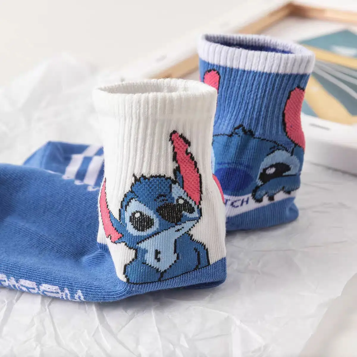 1 комплект носков Disney Stitch милые женские носки из чесаного хлопка с героями