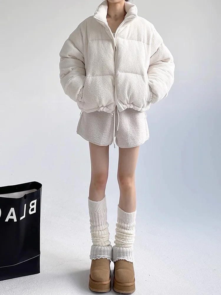 Белый короткий берберский флисовый пуховик American High Street одежда с хлопковой