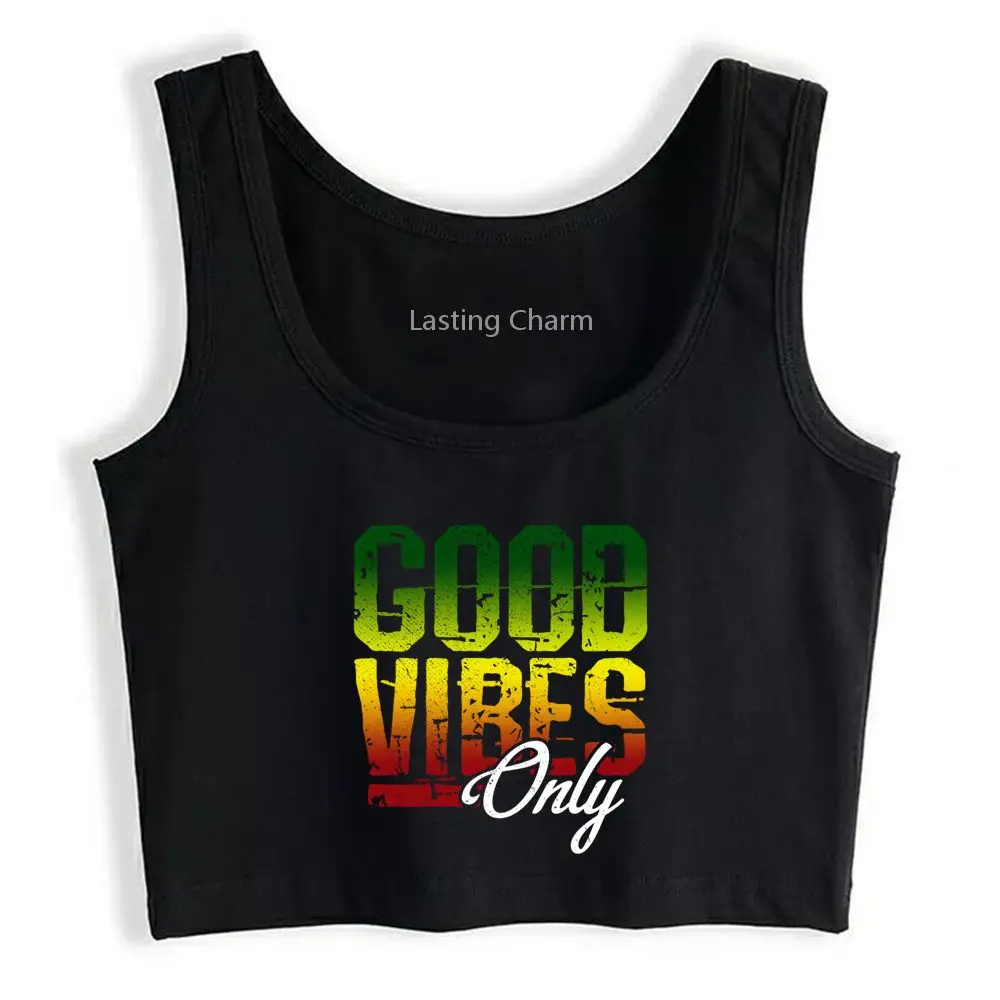 Good Vibes Only Reggae Music Rasta дышащий облегающий кроп-топ женские спортивные майки для йоги