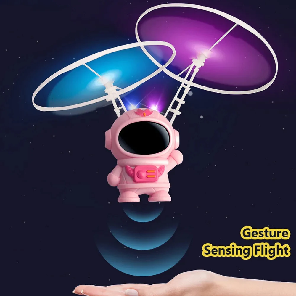 Flying Robot Astronaut Toy Aircraft High-Tech Hand-Controlled Drone Interactive Dual Wings with Lights Outdoor GiftS for Kids