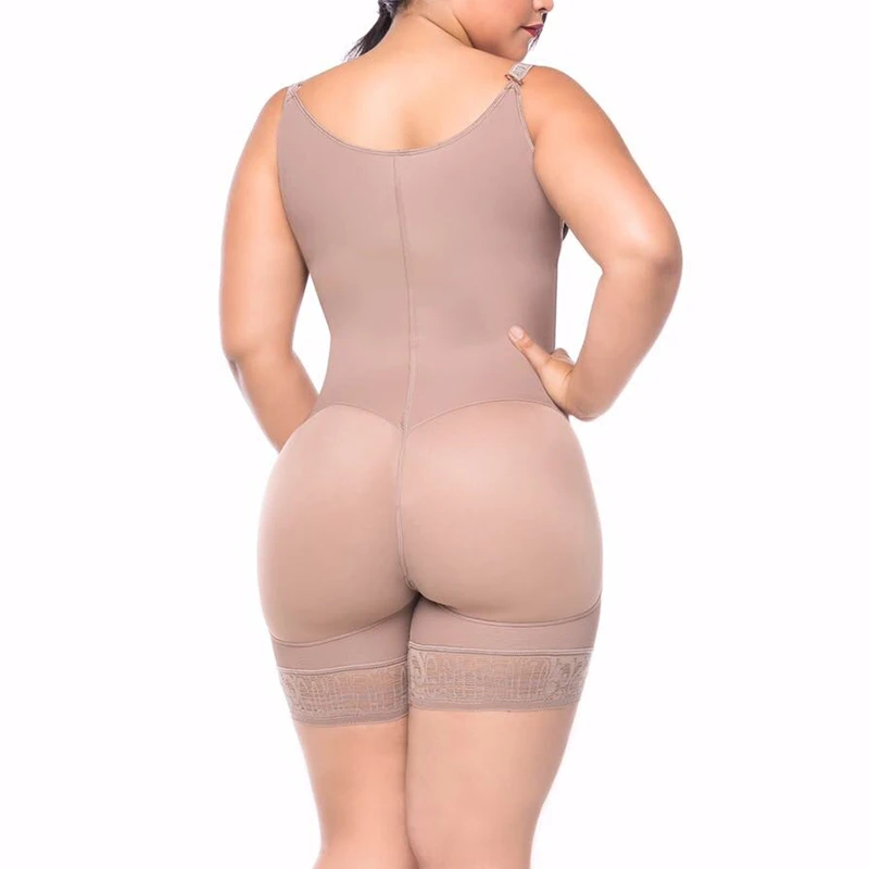 Women's Butt Lifting Open Bust Bodysuit Body Shaper With Zipper Shapewear Slimming Compression Faja With Straps