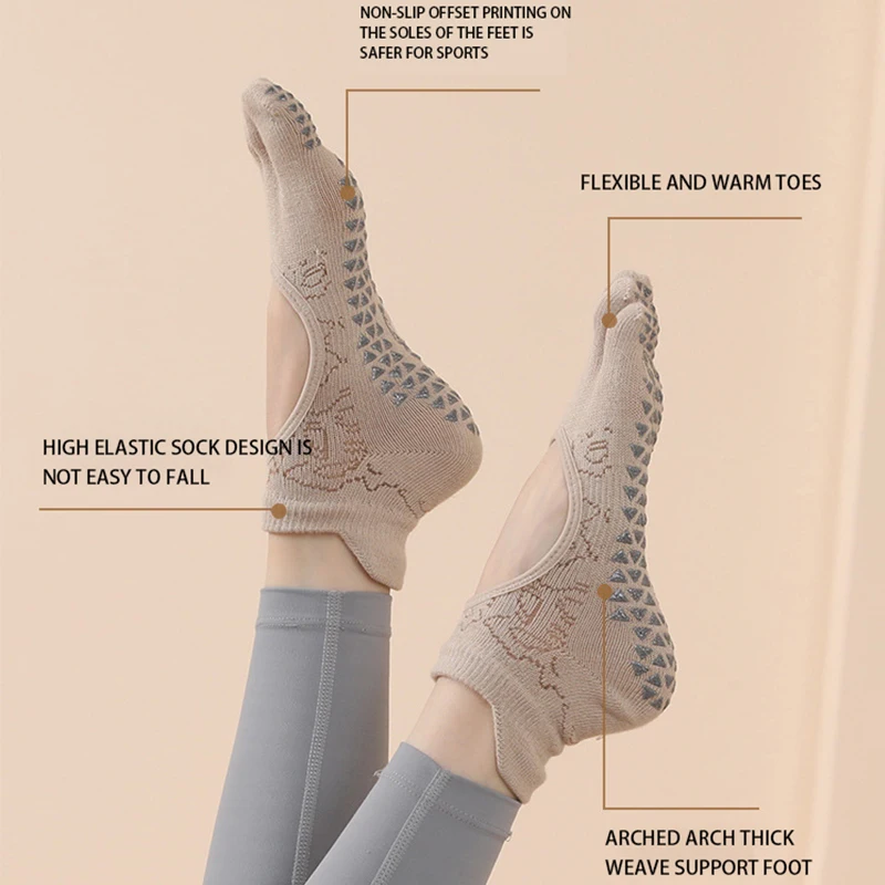 GYMIGO 4-6Pair Winter Yoga Toe Socks With Grips Warm Soft Pilates Women Toe socks Barre Fitness Non-slip Sport Socks For Women