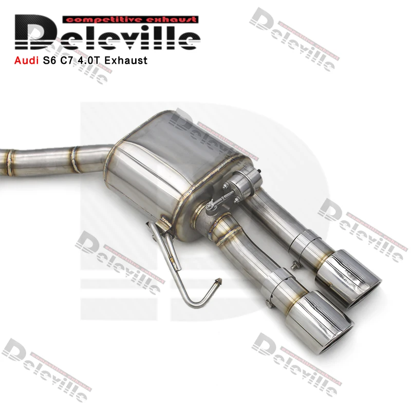 Фото Выхлопные трубы OEM Catback для Audi S6/S7 C7 4.0T 2013-2018, нержавеющая сталь, глушитель с вакуумным клапаном, хромированные серебристые наконечники №5