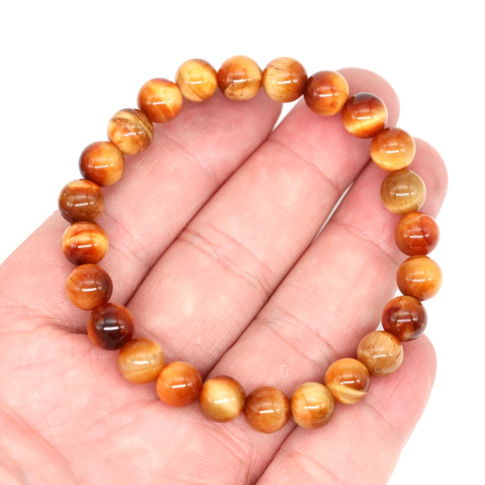 Браслет из натурального золотого камня тигрового глаза для женщин и мужчин