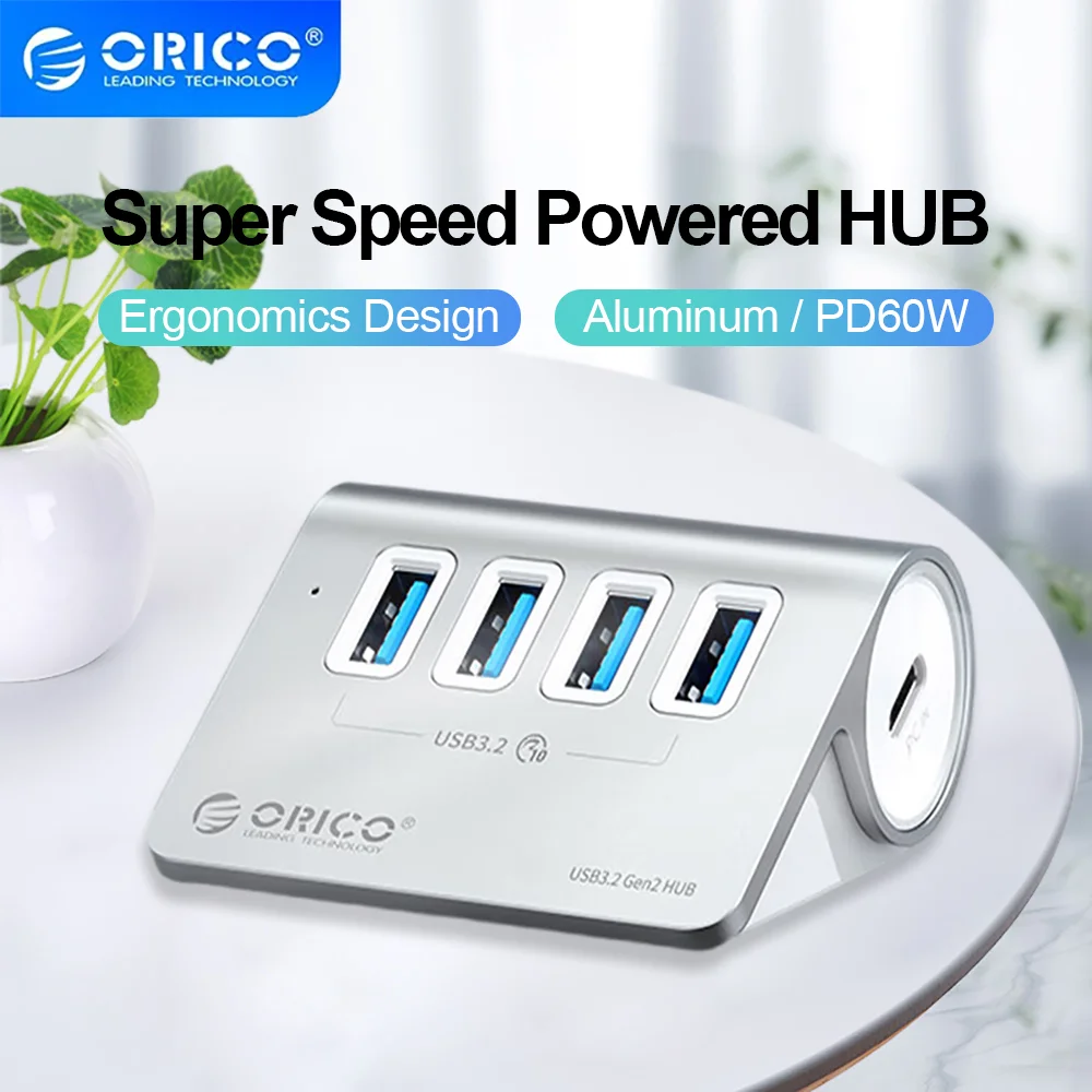 

USB док-станция ORICO, 10 Гбит/с, разветвитель типа C с блоком питания PD18W для MacBook, аксессуары для ПК, аксессуары для ноутбуков