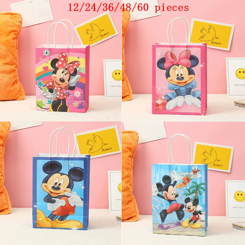 

Disney Mickey Minnie Mouse Paper Gift Bags Candy Boxes Kids Girls Birthday Party Decoration Gift Bags Baby Boys Shower Supplies