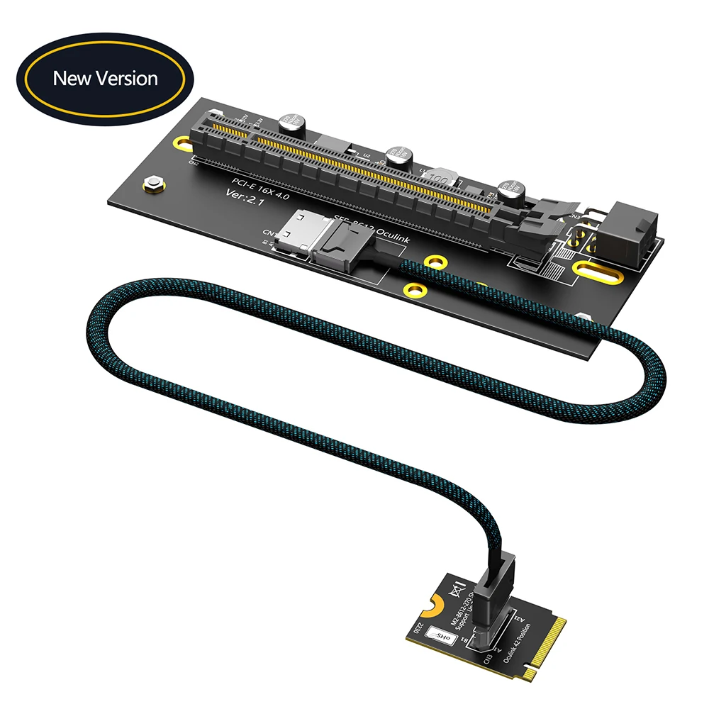 Фото Кабель-удлинитель Oculink SFF-8612 для M.2 M-Key 2230 на PCI-e 4.0 X16 (горячая продажа), для использования в качестве внешней видеокарты, SFF-8612 с правым расположением разъемов №4