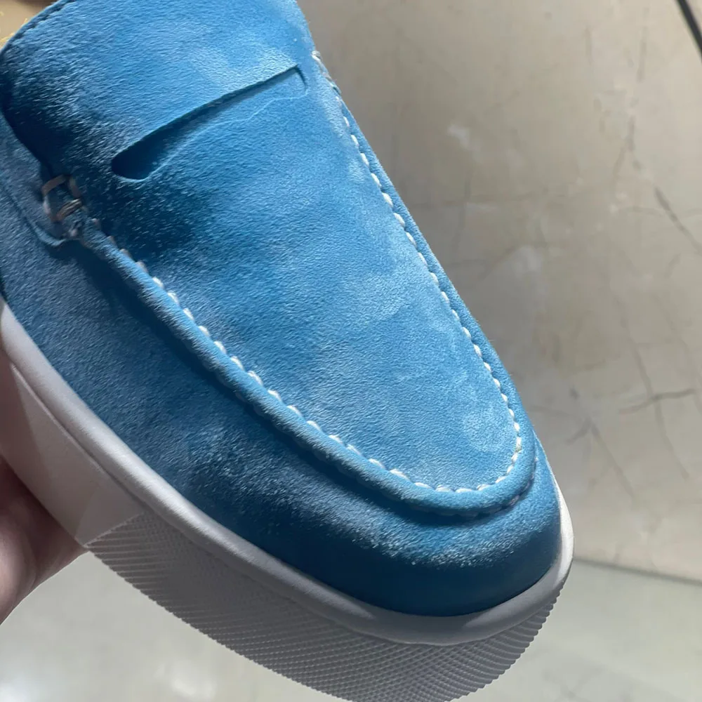 Мужские замшевые туфли низкая подошва повседневные на толстой подошве лоферы