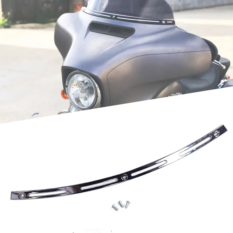 

For 1996-2013 Harley Electra Street Glide Touring Moto High Quality Chrome Slotted Batwing Windshield Trim Motorcycle