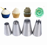 4pcs nozzle cook pastry cream mounted flower stainless steel bakery accessories cake decorating tools baking nozzles large size