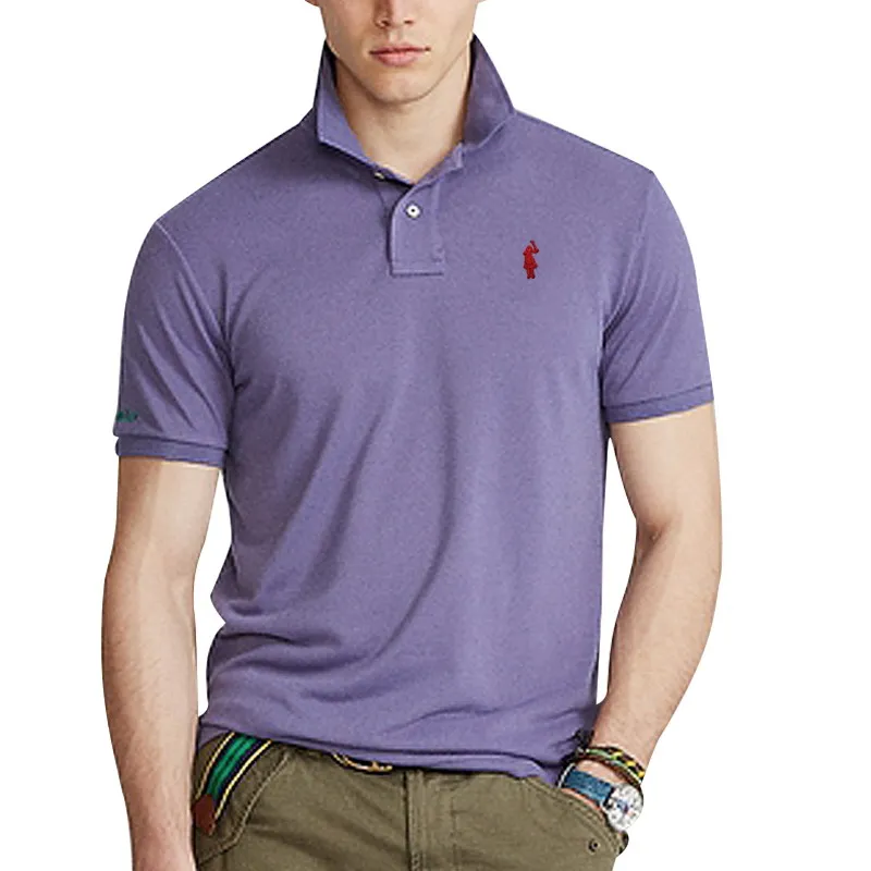 

Рубашка-поло мужская с вышивкой, хлопок 100%, короткий рукав, деловой Повседневный стиль, лето 811