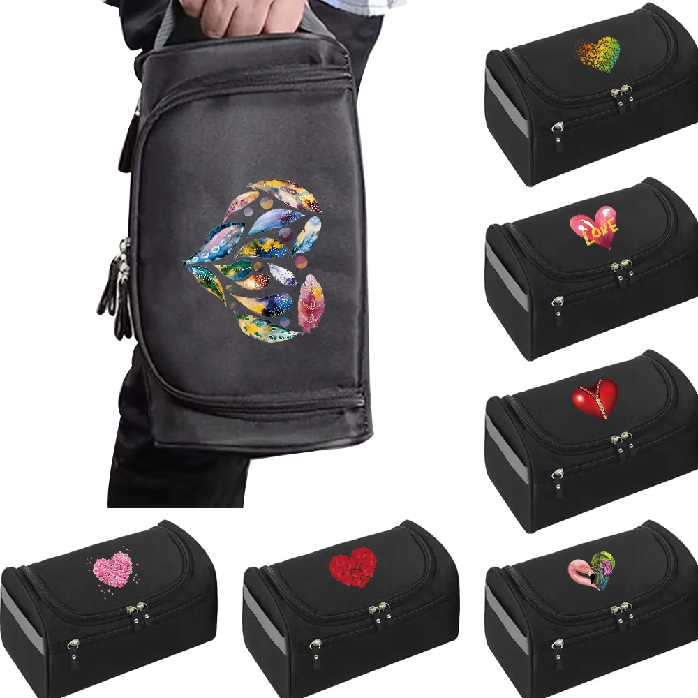 

Дорожная косметичка с узором в виде сердца, женская косметичка, водонепроницаемая косметичка унисекс для туалетных принадлежностей, органайзер для хранения косметики в ванной комнате