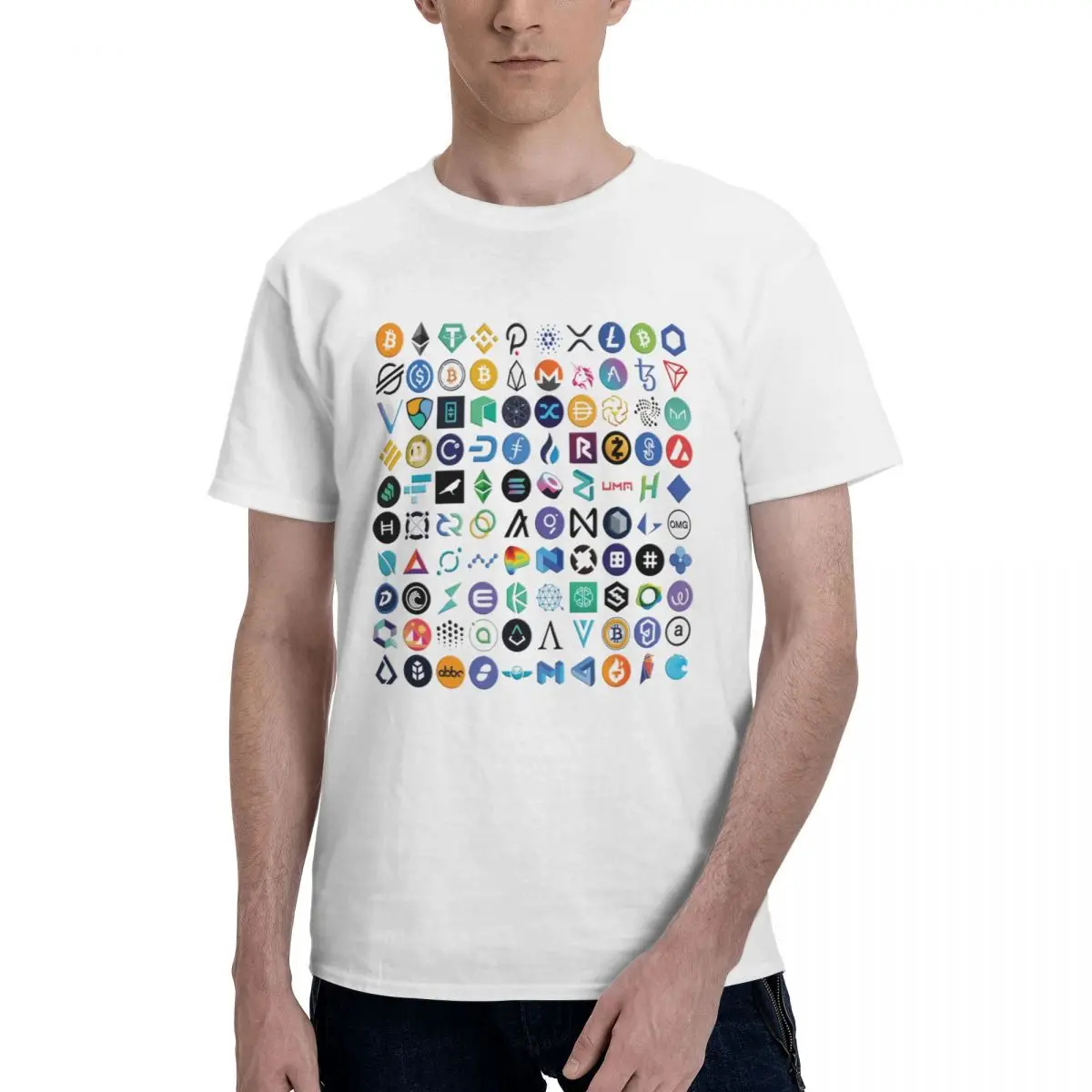 

Мужские футболки с логотипами криптовалюты chainlink Токен криптовалюты Геок графический Рисунок инвеста футболка с коротким рукавом 100% хлопо...