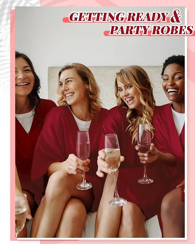 12 шт. женских халатов-кимоно шелковистые свадебные халаты для подружек невесты