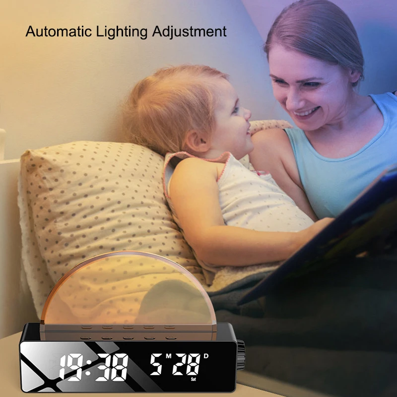 

New Sunset Table Clock Multi-functional Electronic Decorative Clock Simple LED Bedside Wake Up Digital Alarm Clock N28