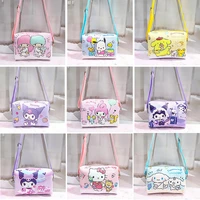 14 style kawaii anime hello kitty kuromi pu shoulder bag cinnamoroll little twin star messenger bag cartoon bag kids girl gift