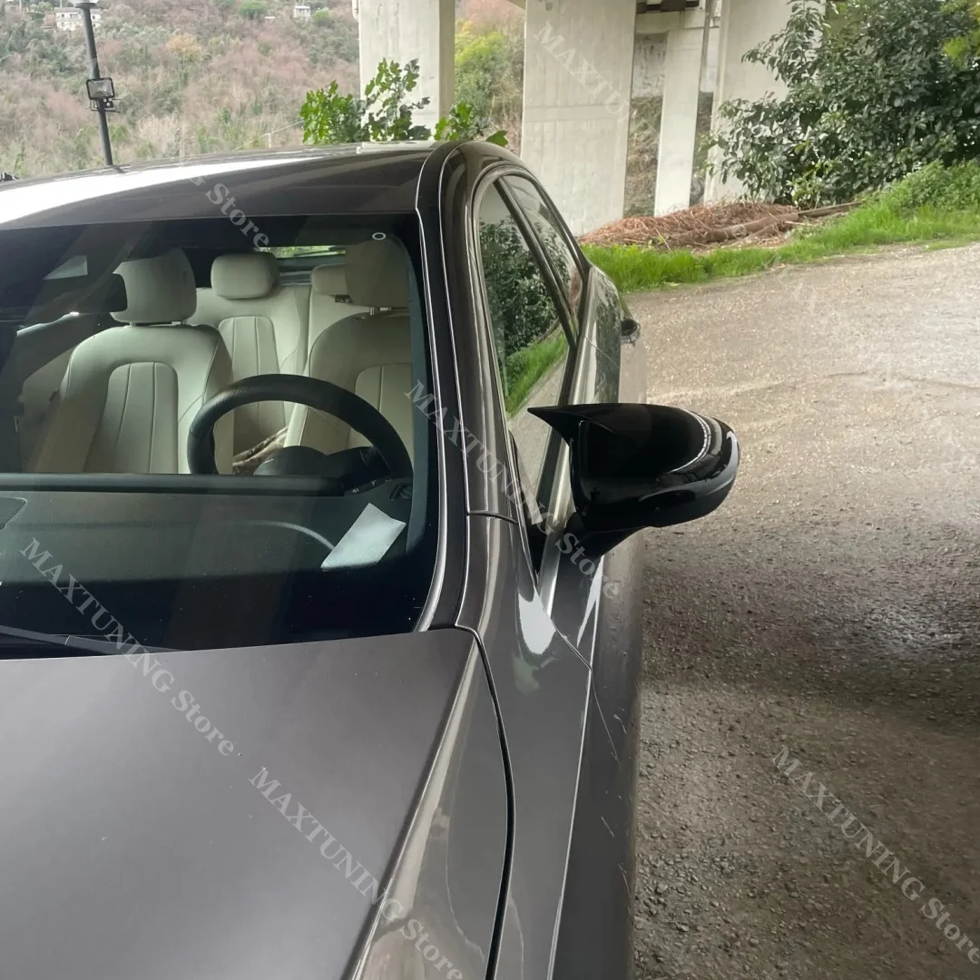 Фото Накладки на боковые зеркала заднего вида для Mercedes Benz CLA C118 180 200 250 AMG CLA 35 45 2019 2020 2021, глянцево-черные, для внешнего тюнинга. №2