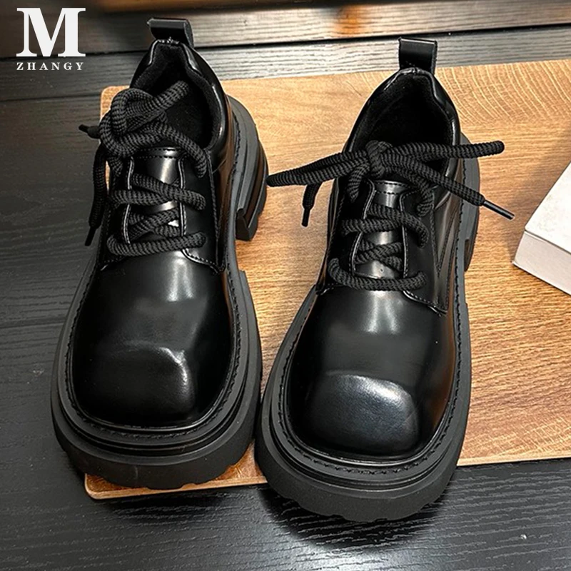 Женская обувь Мэри Джейн на платформе кожаные туфли высоком массивном каблуке