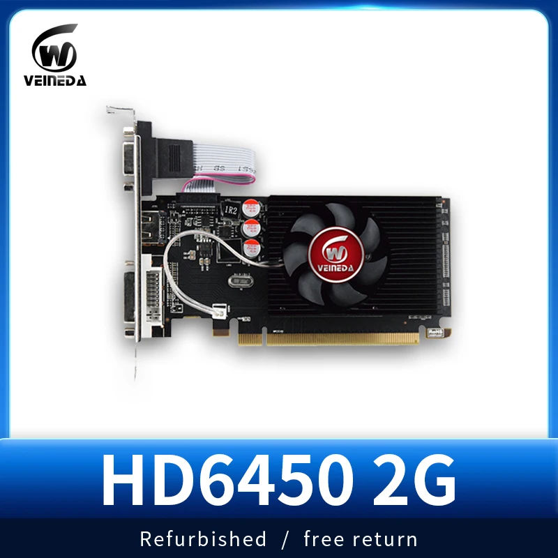 Видеокарты Veineda GPU HD6450 2 ГБ DDR3 64 бит VGA видеокарты PCI Express для ATI Radeon Gaming восстановленные