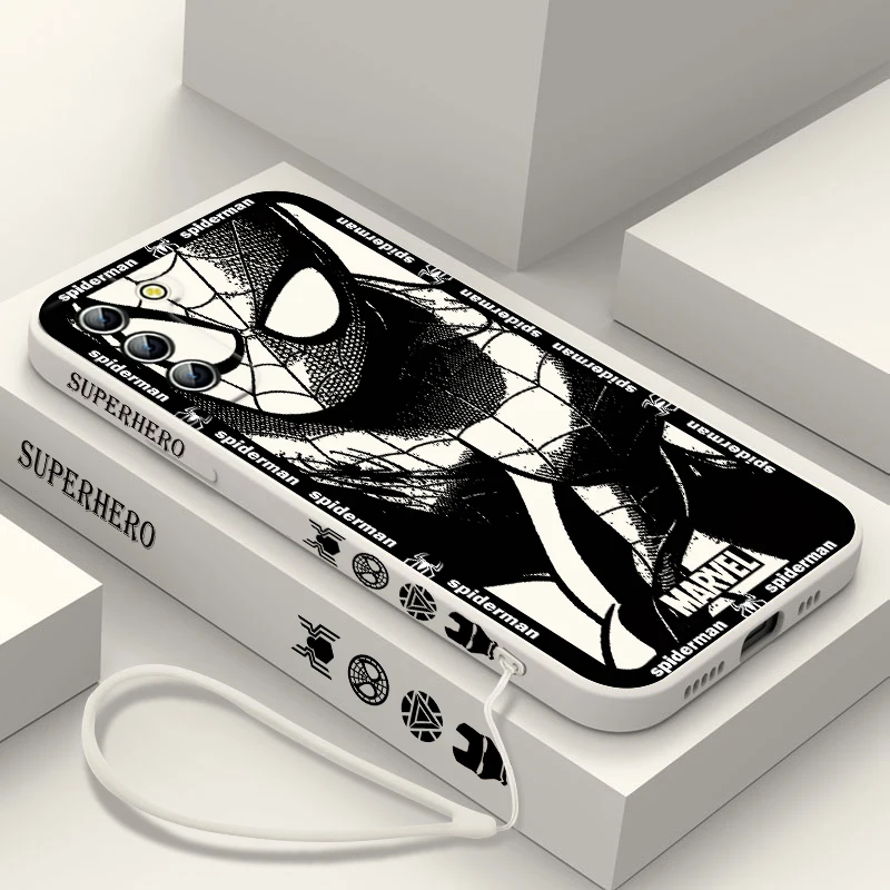 

Avengers spider man iron man Phone Case For Samsung Galaxy S23 S22 S21 S20 Pro FE Note 20 Plus Ultra Liquid Left Rope Cover