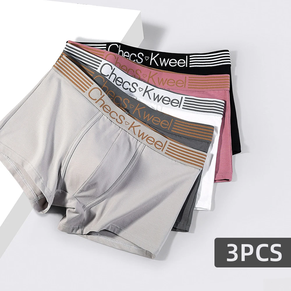 3Pcs Man Underwear Boxer Organic Cotton Underpants Breathable Men Comfortable Elastic Male Pantie Plus Size XXXL New
