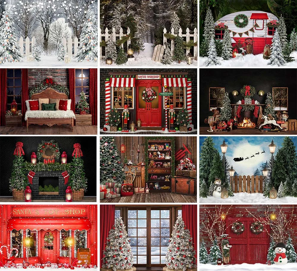 

Mehofond Photography Background Christmas Forest Window Xmas Trees Fireplace Holiday Kids Portrait Decor Backdrop Photo Studio