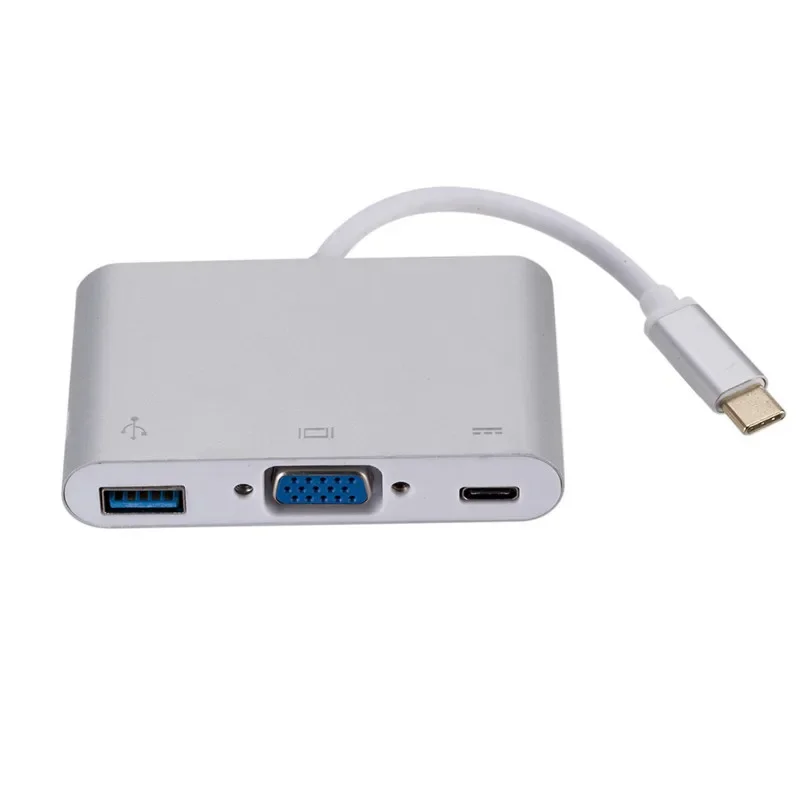 

Type USB To VGA USB PD 3-in-1 Expansion Data Cable Dual-head Gigabit Converter Wired Drive Free Ethernet Adapter Network Switch