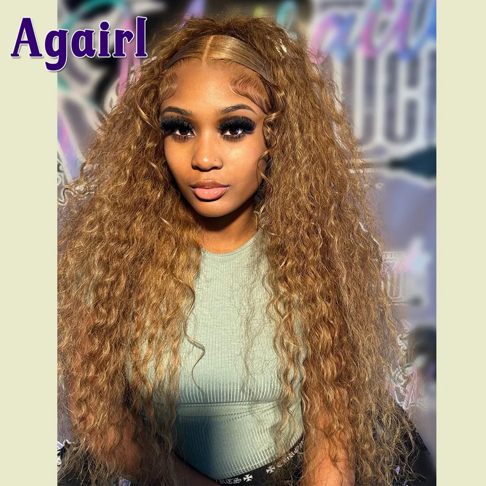 Wet & Wavy Colored Lace Front Wigs Human Hair #27 Honey Blonde Water Water Full Lace Frontal Wigs for Women 32 Inch Closure Wigs