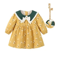 princess skirt girls autumn new yellow daisy childrens skirt pastoral style autumn long sleeved baby skirt