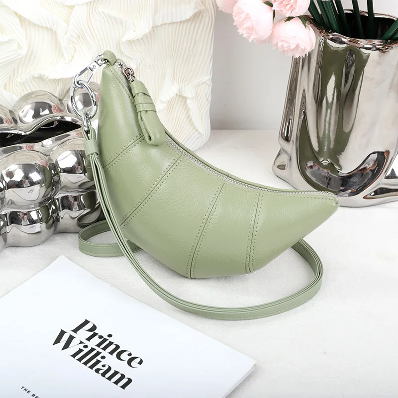 X2007 Fashion Lady Versatile Girls Exquisite First Layer Cow Leather Hobo Crossbody Single Shoulder Natrual Pattern Handbags